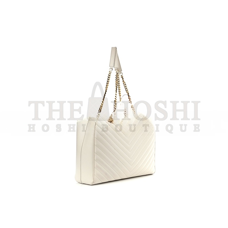 Y51 CHEVRON LEATHER CLASSIC MONOGRAM SHOPPING TOTE WHITE 1466144 (33*22*15cm) Master Quality